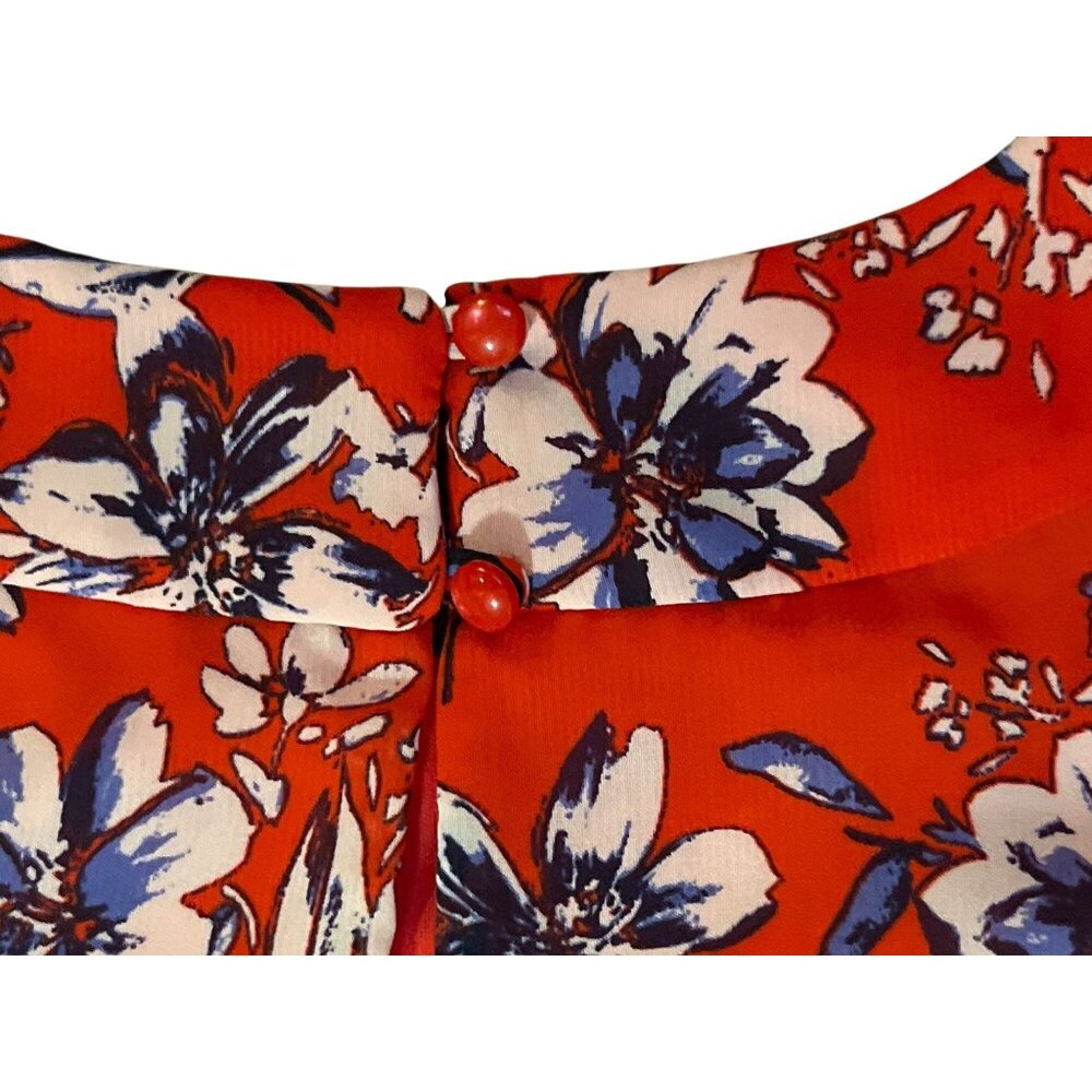 Alyx Floral Sleeveless Blouse Womens L Red Blue Lined Shell Used - Picture 13 of 13
